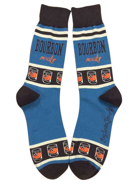 Bourbon Rocks Sock with Bourbon on Bottles Rocks Glass Gift Basket