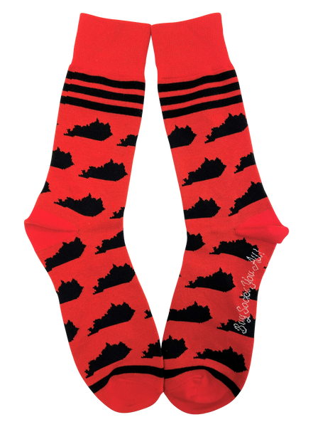 Red and Black Kentucky Sock with Kentucky Rocks Glass Gift Basket