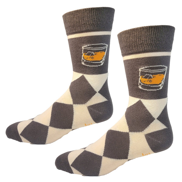 Bourbon Whiskey on the Rocks Argyle Drinking Socks