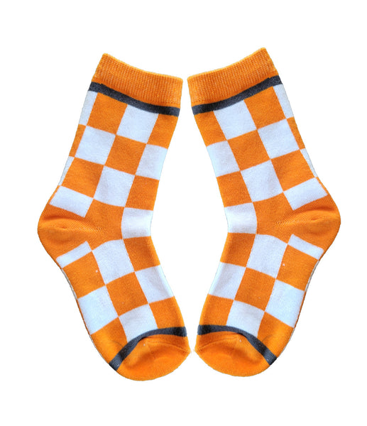 Checkerboard in Orange and White Men's Socks