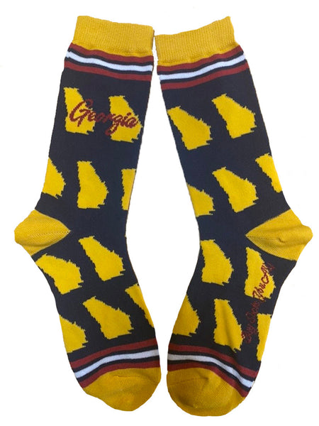 Georgia Shapes in Navy and Gold Women's Socks