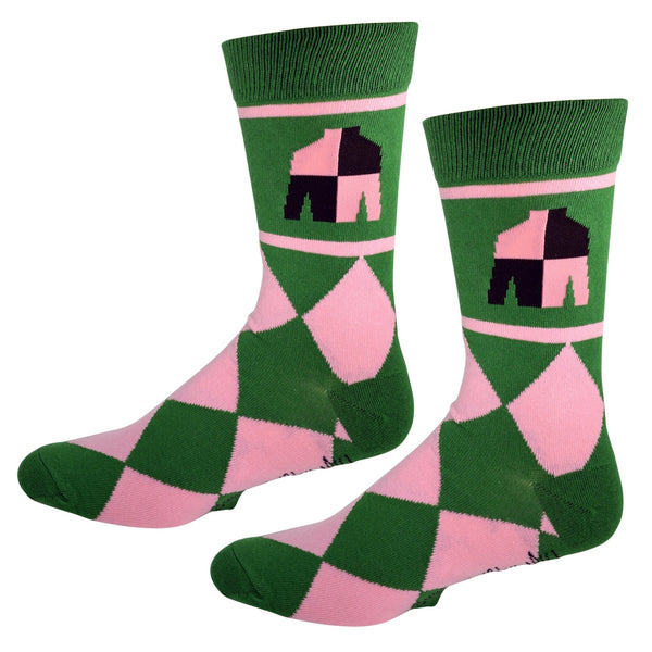 Derby Silks in Green and Pink Men's Socks