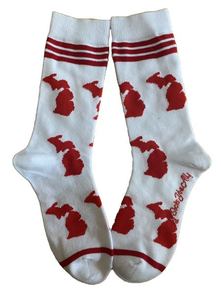 Michigan Shapes in Red and White Women's Socks