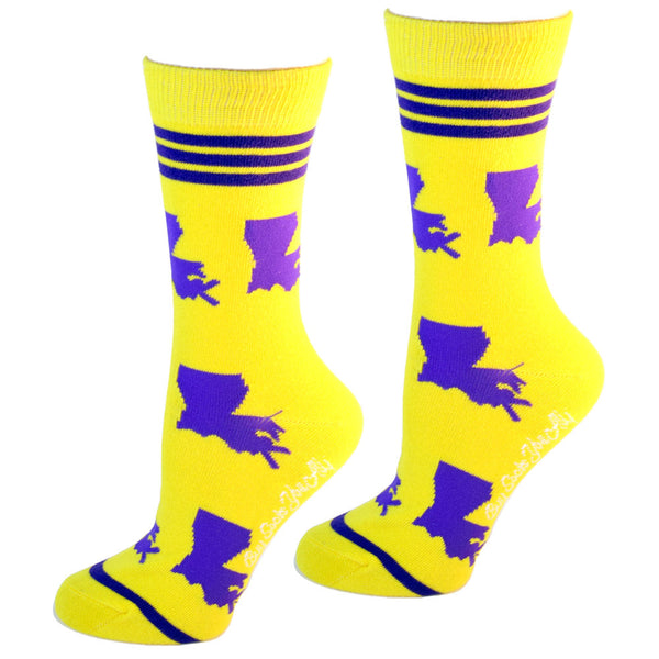 Louisiana Shapes in Purple and Gold Women's Socks