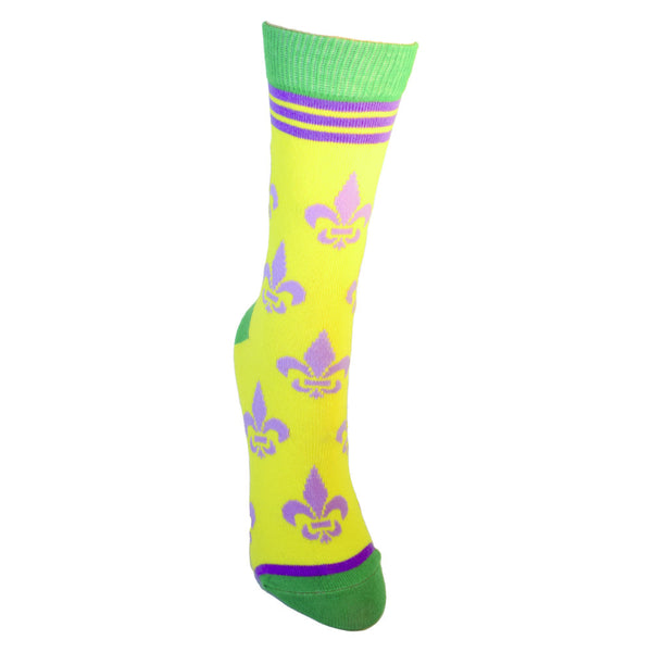 Fleur de Lis Shapes Yellow, Green and Purple Women's Socks
