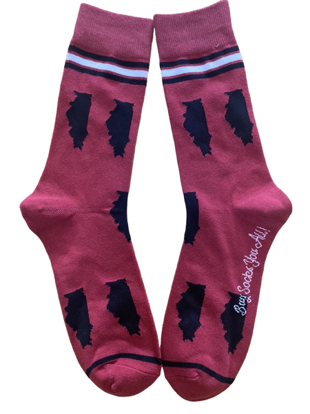 Illinois Shapes in Red and Black Men's Socks