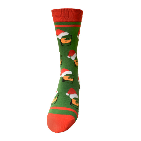 Bourbon Glasses with Santa Hats Men's Socks