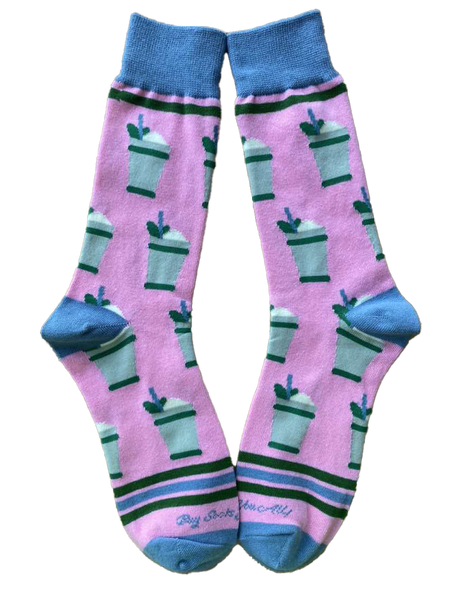 Mint Julep Cups in Pink Men's Socks