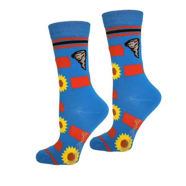 Kansas State Shapes Tornadoes and Sunflowers Womens Socks