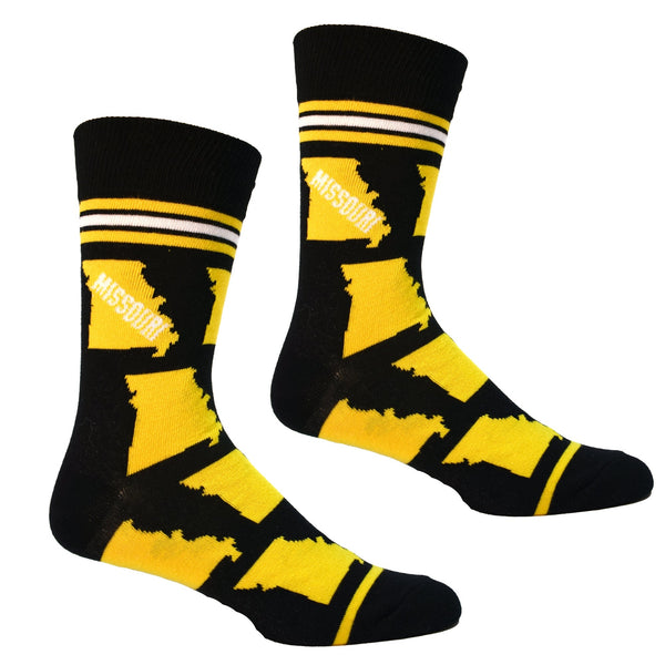 Missouri State Shapes in Black and Yellow Mens Socks