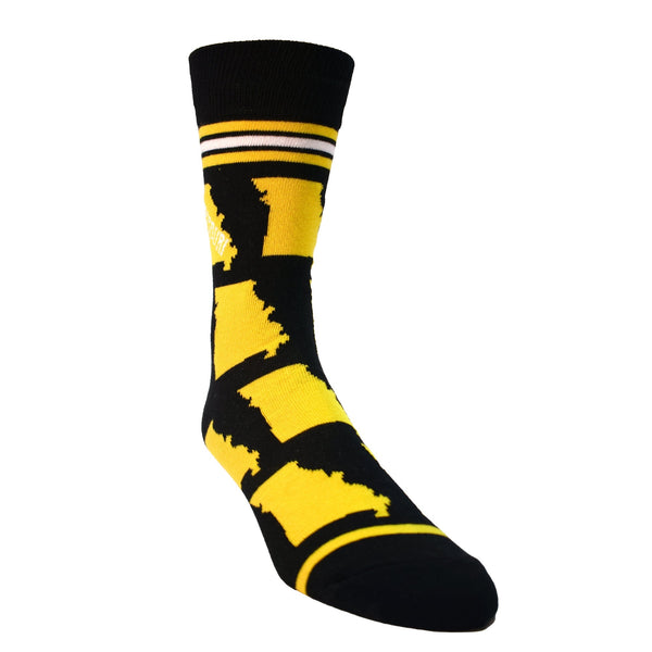 Missouri State Shapes in Black and Yellow Mens Socks