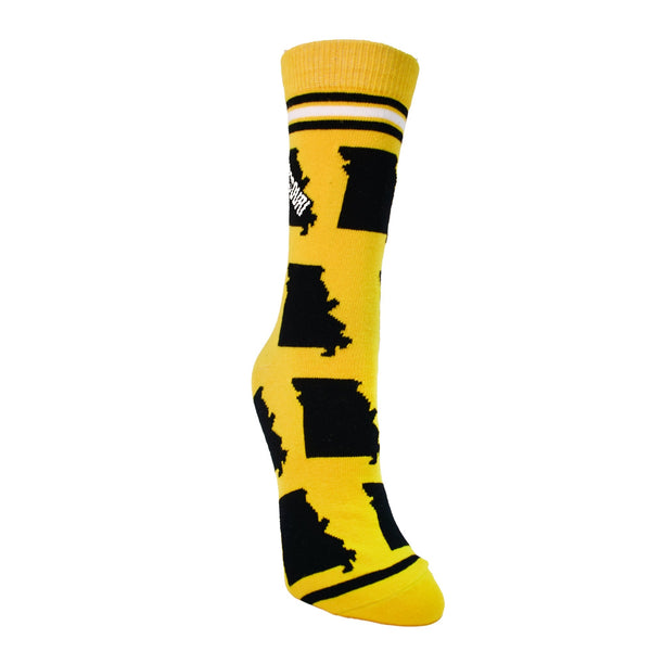 Missouri State Shapes in Black and Yellow Womens Socks