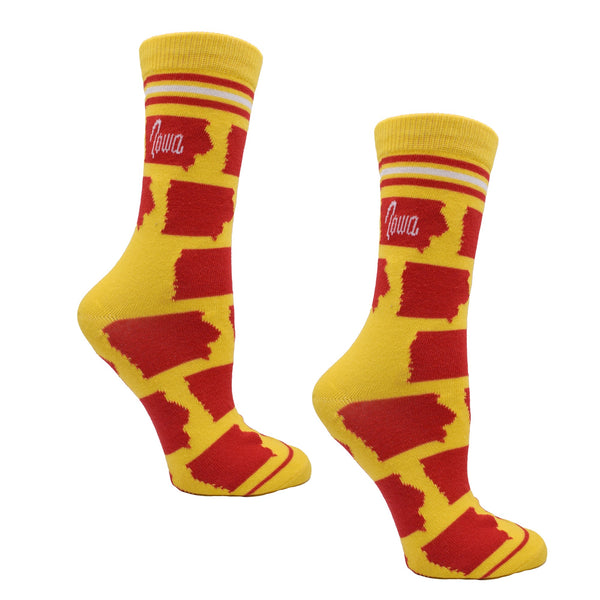 Iowa Shapes in Red and Yellow Women's Socks