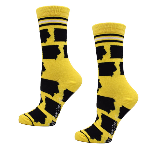 Iowa Shapes in Yellow and Black Women's Socks