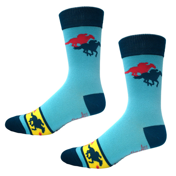 Neon Race Horses Men's Socks