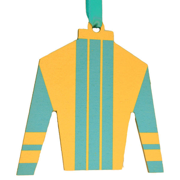 Derby Silk in Teal and Yellow Ornament