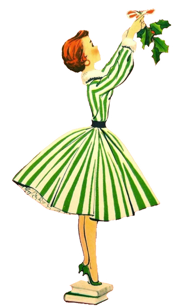 Vintage Lady Hanging Mistletoe Ornament