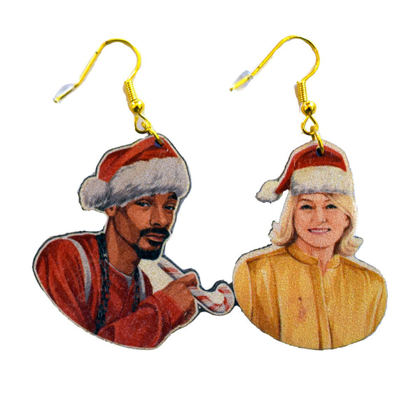Hip Hop Star and Friend Christmas Earrings