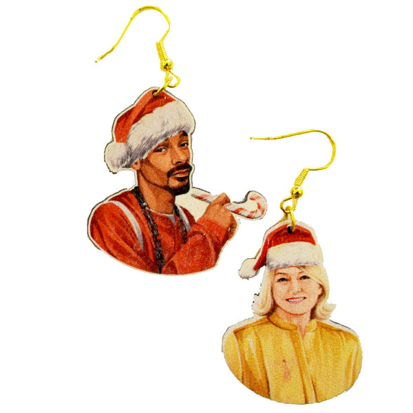 Hip Hop Star and Friend Christmas Earrings