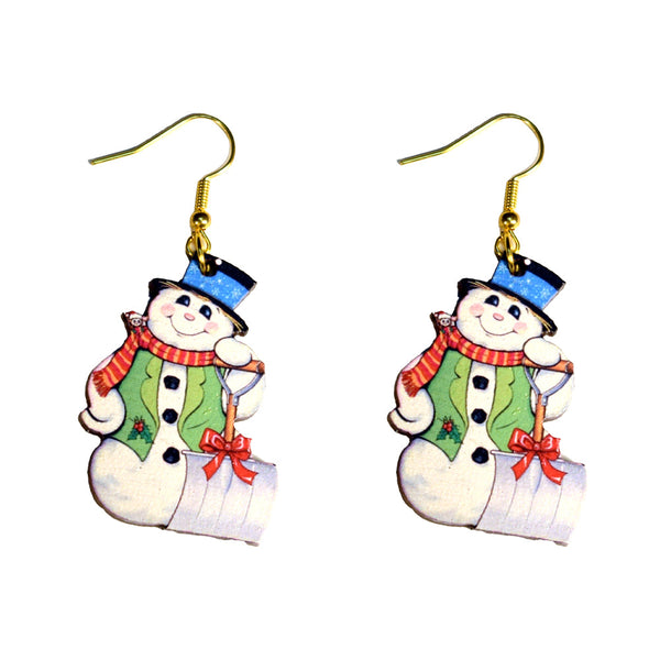 Vintage Snowman with Shovel Earrings